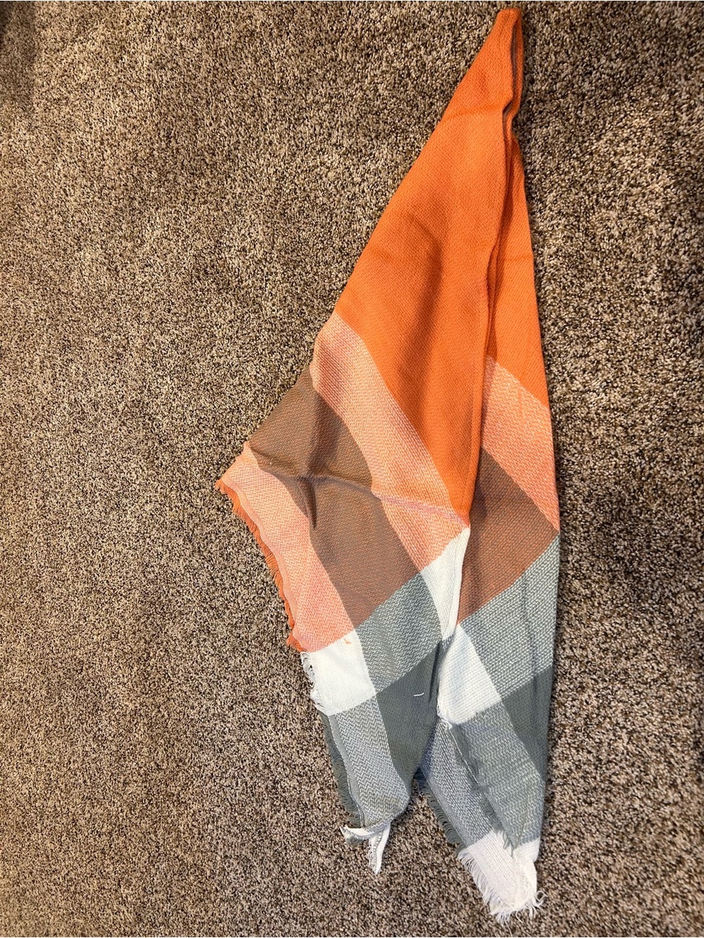 Colorblock Orange, Gray and White Lightweight Scarf